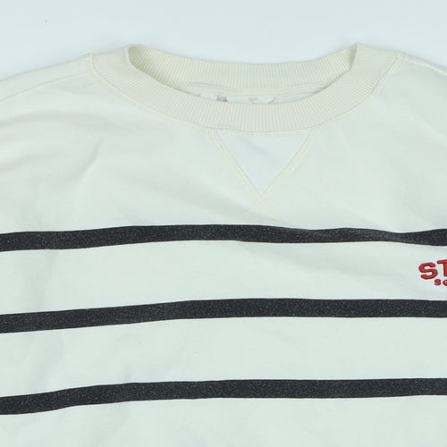 H&M Womens White Polyester Pullover Sweatshirt Size S