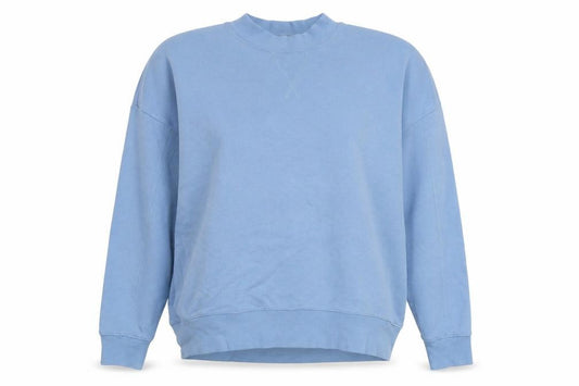 Front view of New Look women’s blue polyester pullover sweatshirt, size UK 8