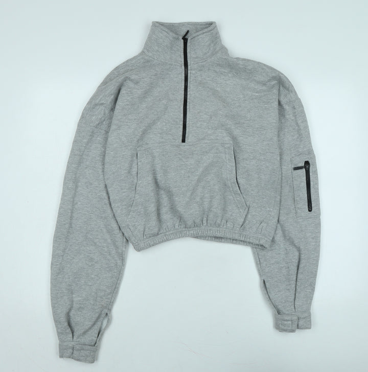 PRETTYLITTLETHING Womens Grey Polyester Pullover Sweatshirt Size M