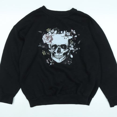 AX Paris Womens Black Polyester Pullover Sweatshirt Size L