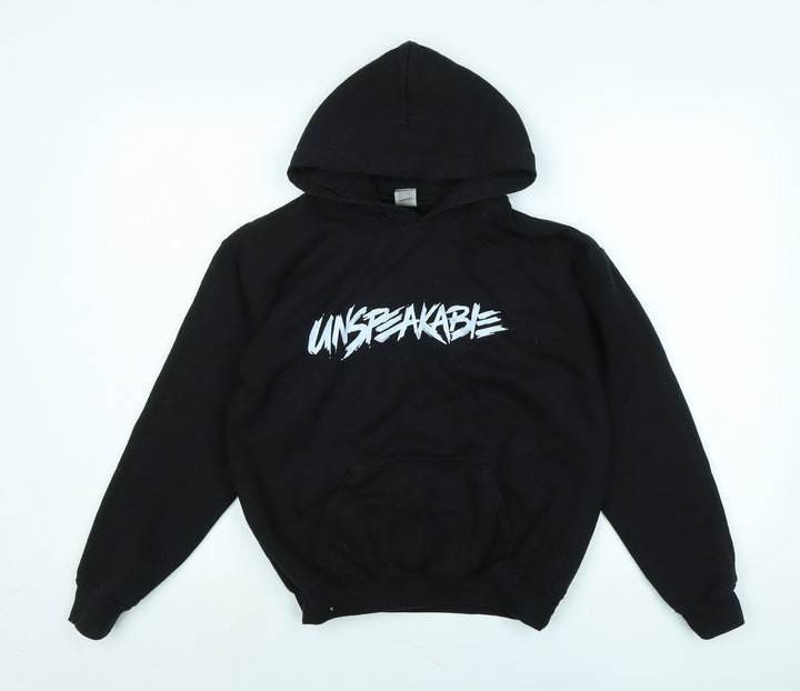 Gilden Boys Black Polyester Pullover Hoodie Size L