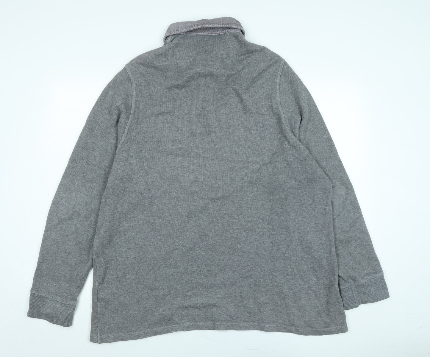 Marks and Spencer Mens Grey Collared Cotton Pullover Jumper Size XL Long Sleeve