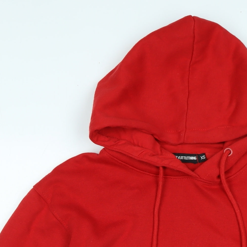 PRETTYLITTLETHING Womens Red Polyester Pullover Hoodie Size M