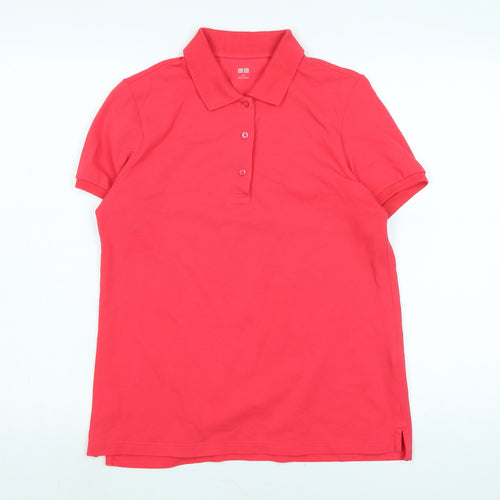 Uniqlo Womens Pink Cotton Basic Polo Size M Collared
