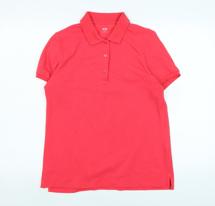 Uniqlo Womens Pink Cotton Basic Polo Size M Collared