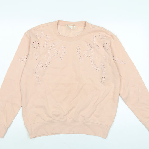 H&M Womens Pink Polycotton Pullover Sweatshirt Size M