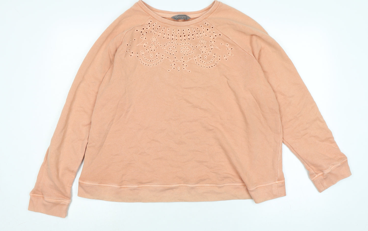 Principles Womens Orange Cotton Pullover Sweatshirt Size XL