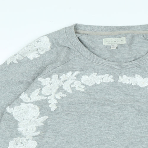 Lucky Brand Womens Grey Polyester Pullover Sweatshirt Size XS