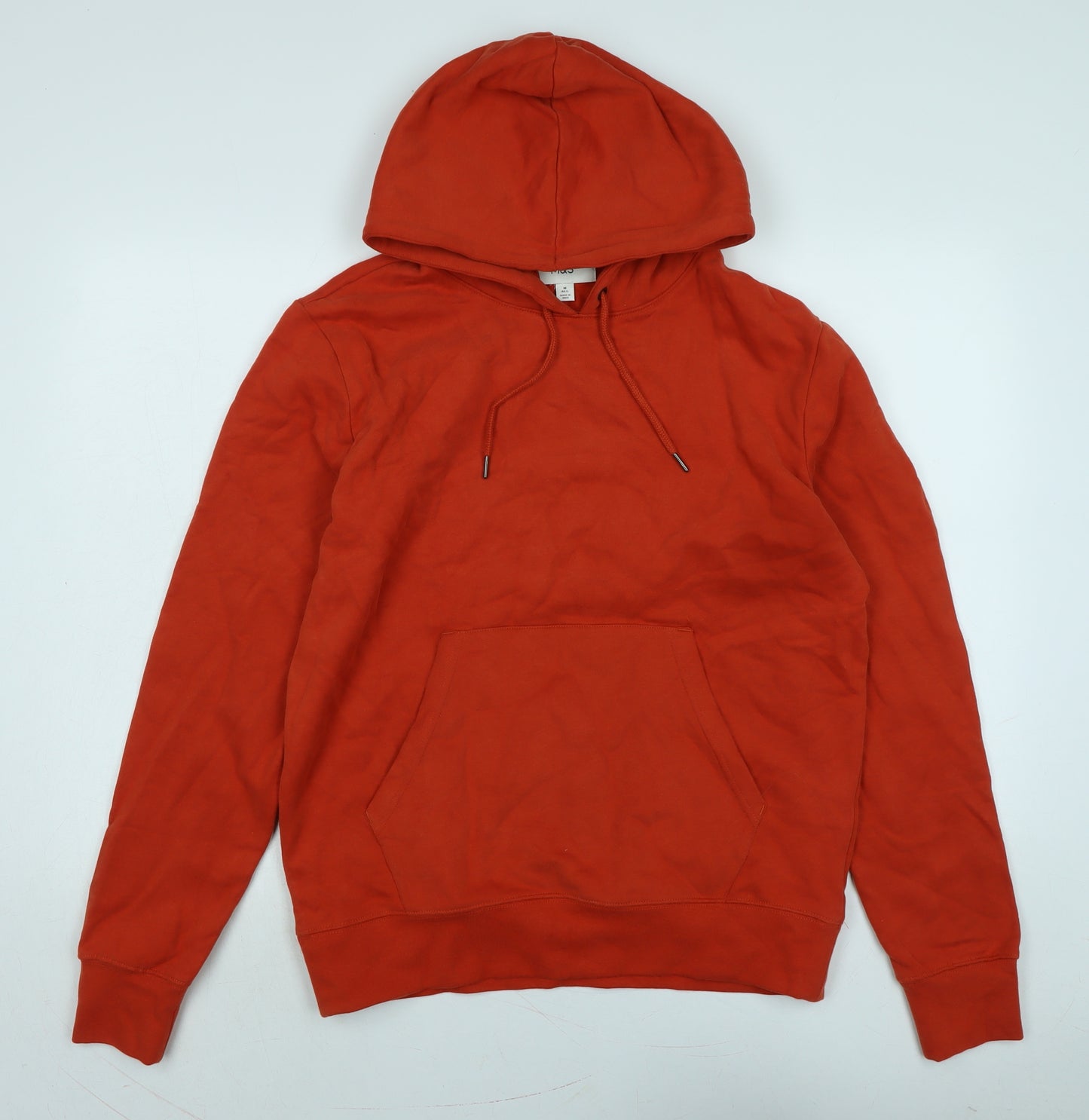Marks and Spencer Mens Orange Polyester Pullover Hoodie Size M