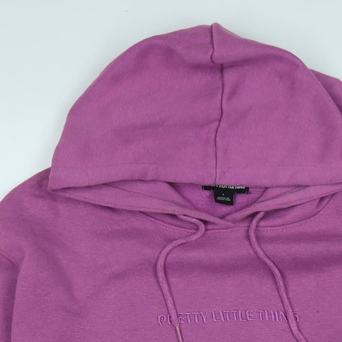 PRETTYLITTLETHING Womens Purple Polyester Pullover Hoodie Size S