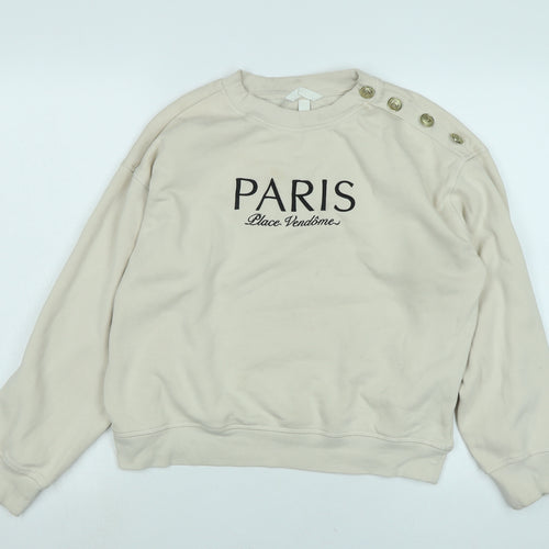 H&M Womens Beige Polyester Pullover Sweatshirt Size S