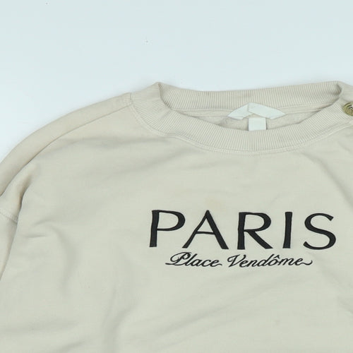 H&M Womens Beige Polyester Pullover Sweatshirt Size S