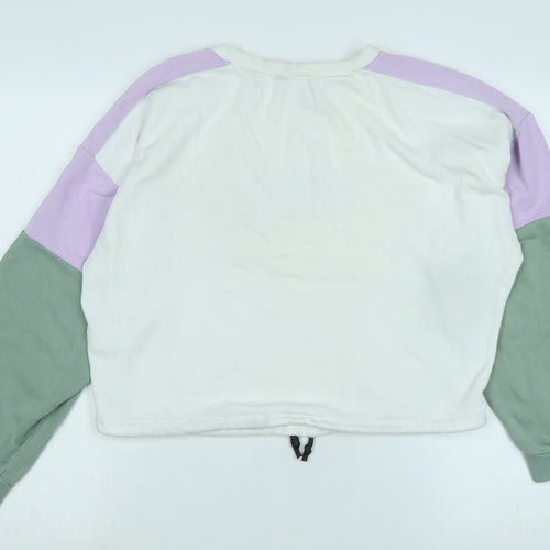 Divided Womens White Polyester Pullover Sweatshirt Size S
