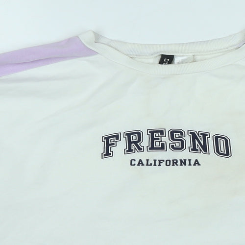 Divided Womens White Polyester Pullover Sweatshirt Size S