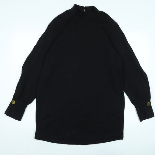 River Island Womens Black Polyester Jumper Dress Size M Mock Neck