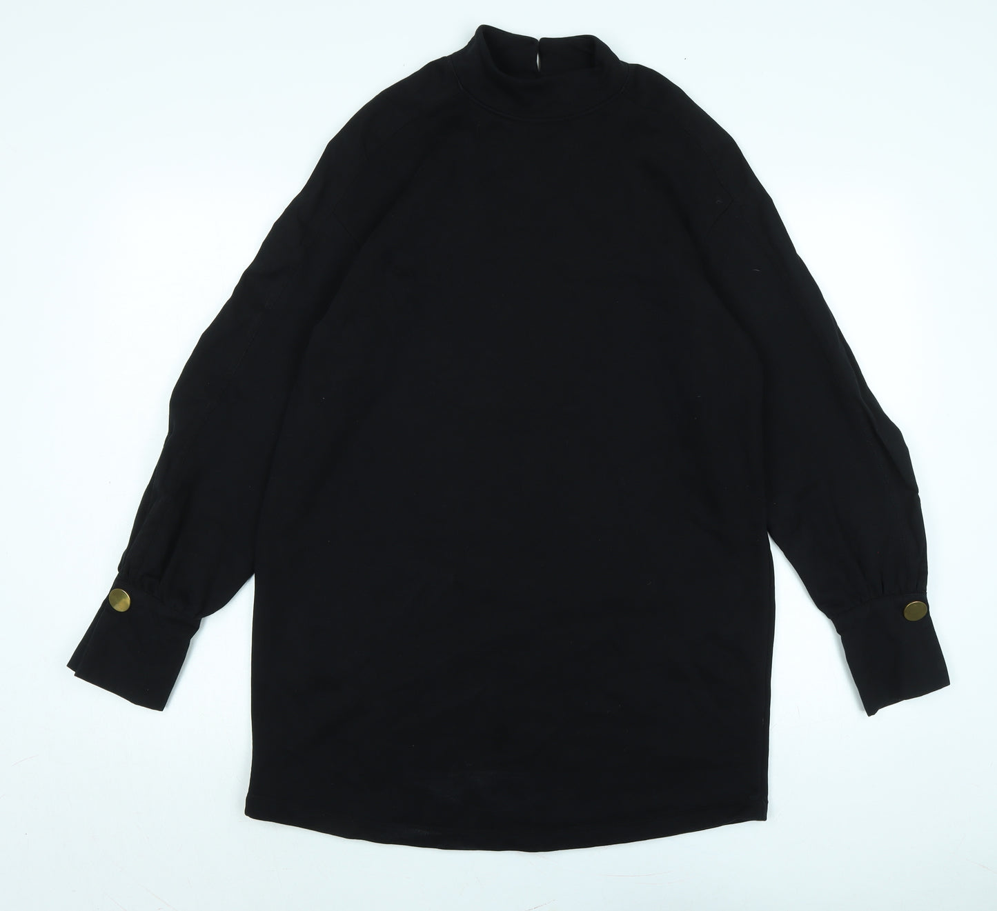 River Island Womens Black Polyester Jumper Dress Size M Mock Neck