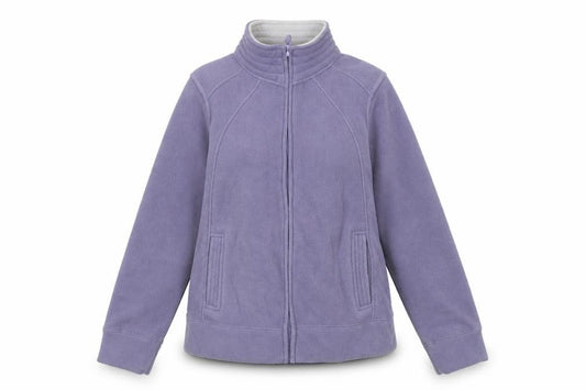 Front view of Bonmarché women’s purple jacket, size S, zip