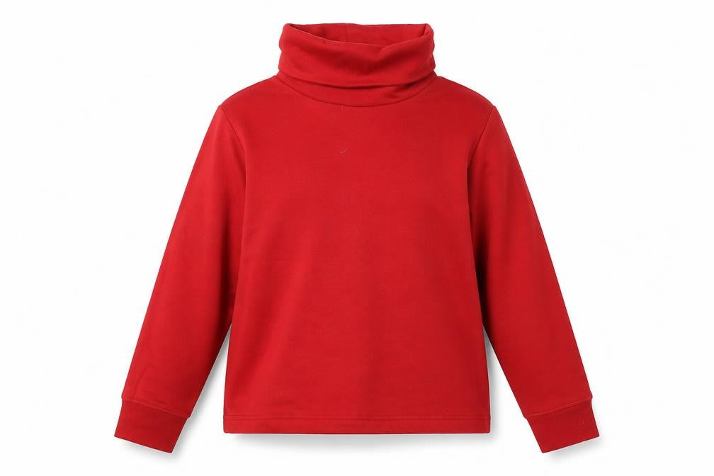 Front view of Zara women’s red polyester pullover sweatshirt, size L