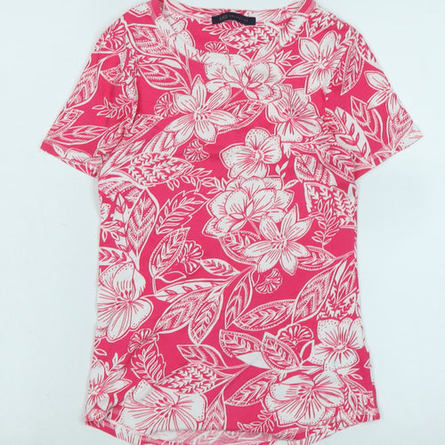 Marks and Spencer Womens Pink Cotton Basic T-Shirt Size 8 Scoop Neck