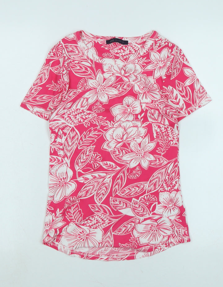 Marks and Spencer Womens Pink Cotton Basic T-Shirt Size 8 Scoop Neck