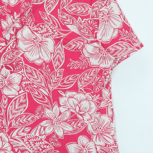 Marks and Spencer Womens Pink Cotton Basic T-Shirt Size 8 Scoop Neck