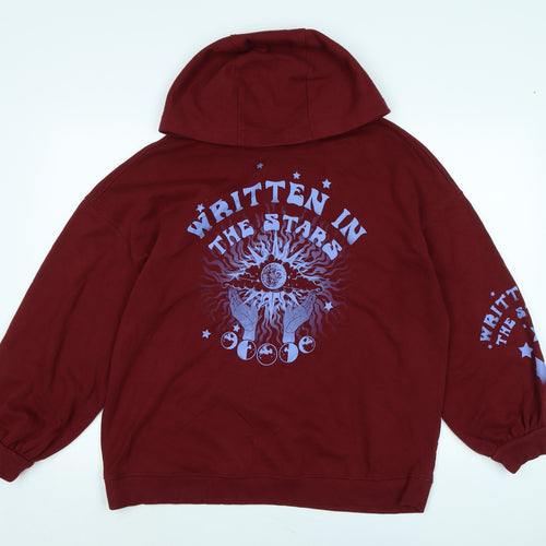 Divided Womens Red Cotton Pullover Hoodie Size S