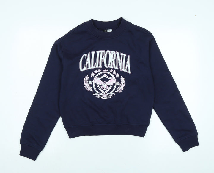 Divided Womens Blue Polyester Pullover Sweatshirt Size XS
