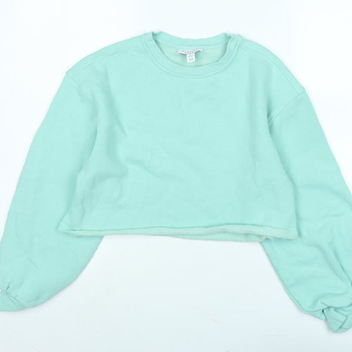 Topshop Womens Green Polyester Pullover Sweatshirt Size S