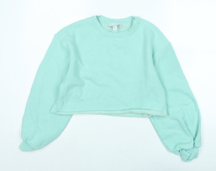 Topshop Womens Green Polyester Pullover Sweatshirt Size S