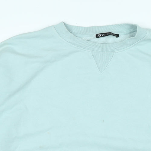Zara Womens Green Cotton Pullover Sweatshirt Size M
