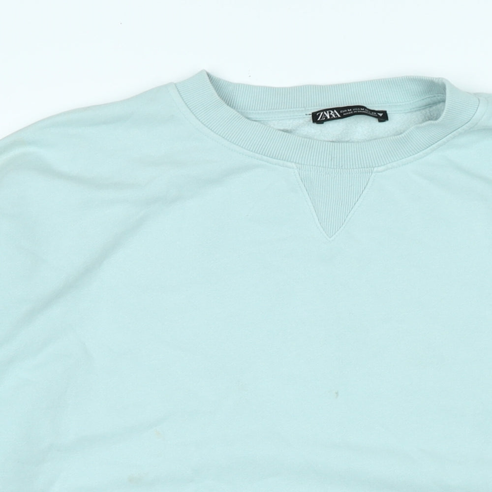 Zara Womens Green Cotton Pullover Sweatshirt Size M