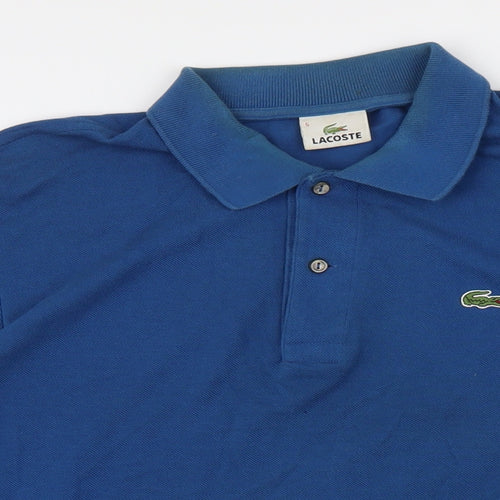 Lacoste Mens Blue 100% Cotton Polo Size L Collared Button