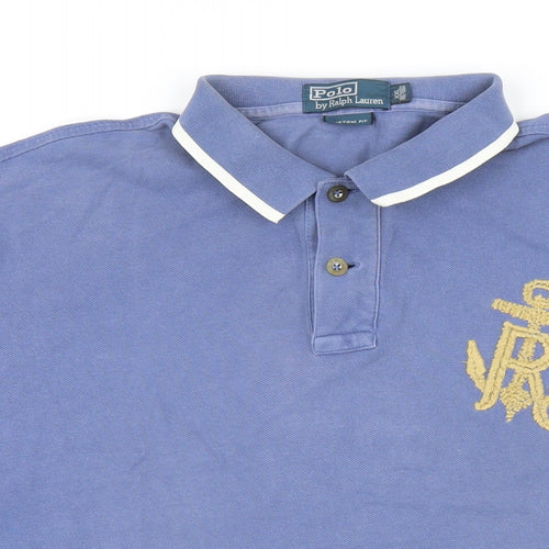 Polo Ralph Lauren Mens Blue 100% Cotton Polo Size 2XL Collared Button