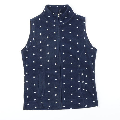 Isle Womens Blue Polka Dot Gilet Waistcoat Size S Zip