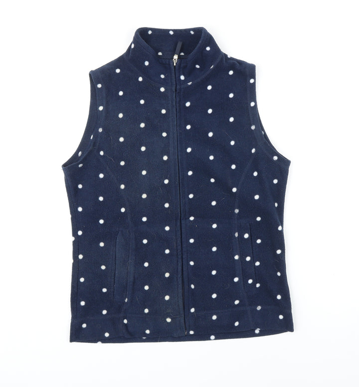 Isle Womens Blue Polka Dot Gilet Waistcoat Size S Zip