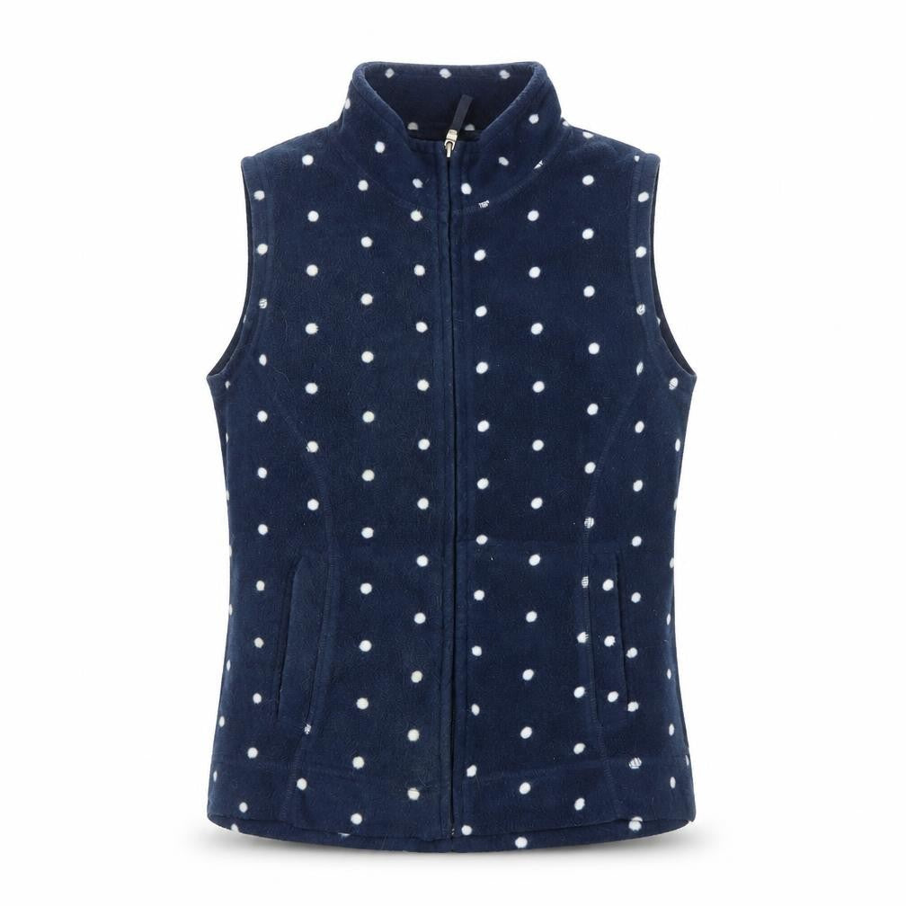 Isle Womens Blue Polka Dot Gilet Waistcoat Size S Zip