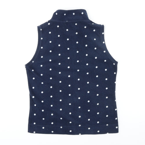 Isle Womens Blue Polka Dot Gilet Waistcoat Size S Zip