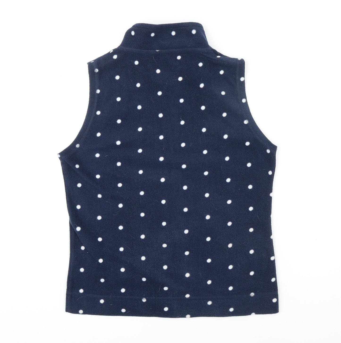 Isle Womens Blue Polka Dot Gilet Waistcoat Size S Zip