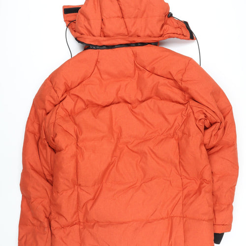 Down Fkow Mens Orange Jacket Coat Size L Zip