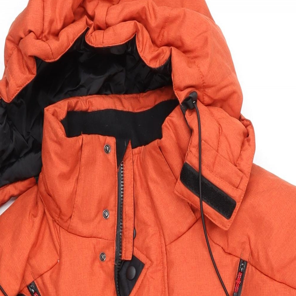 Down Fkow Mens Orange Jacket Coat Size L Zip