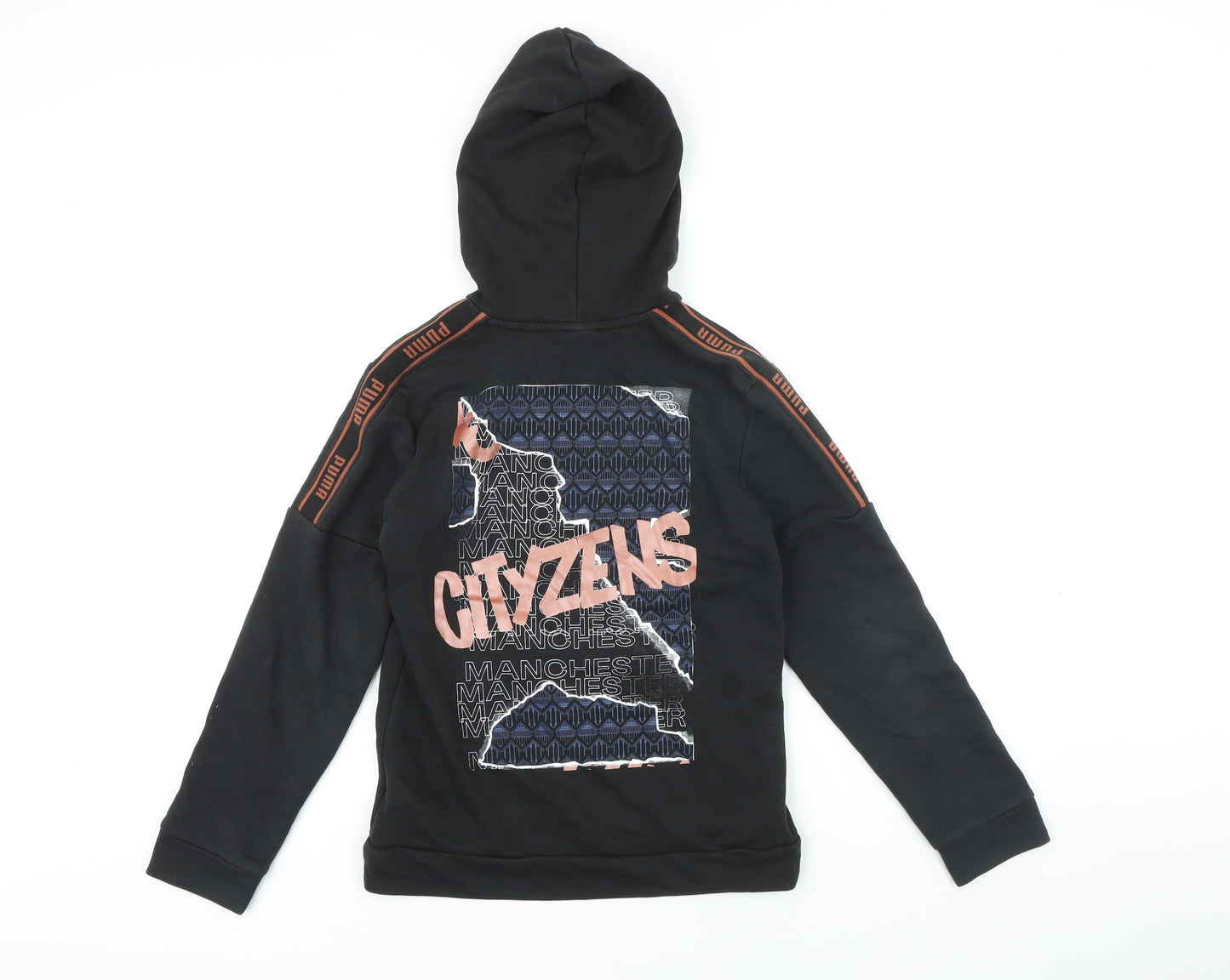 PUMA Boys Black Cotton Pullover Hoodie Size 11-12 Years - Manchester City