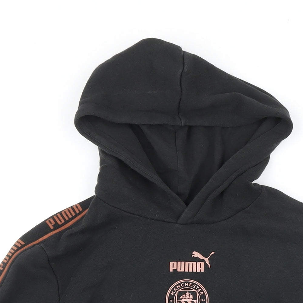 PUMA Boys Black Cotton Pullover Hoodie Size 11-12 Years - Manchester City