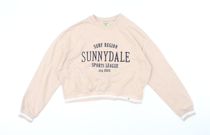 Pull&Bear Womens Pink Cotton Pullover Sweatshirt Size XS