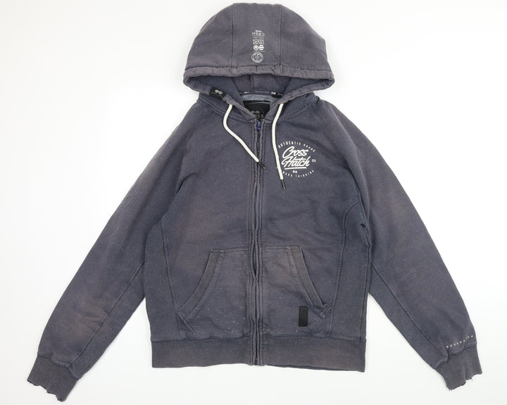 Crosshatch Mens Blue Geometric Cotton Full Zip Hoodie Size XL