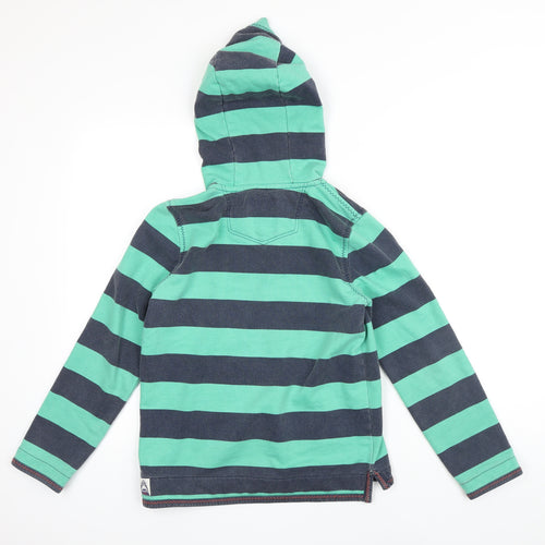 Fat Face Boys Green Striped Cotton Full Zip Hoodie Size 10-11 Years Zip