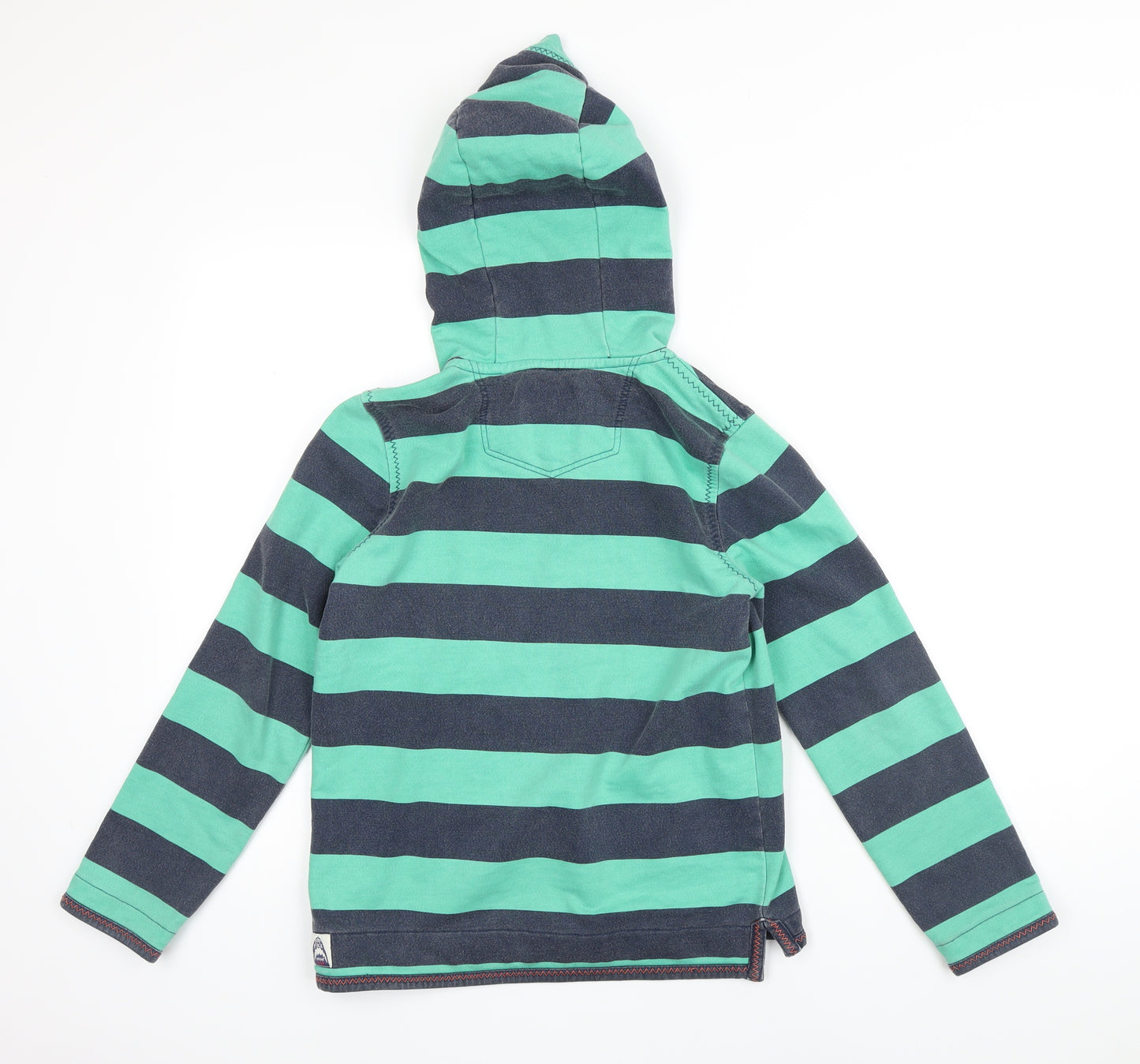 Fat Face Boys Green Striped Cotton Full Zip Hoodie Size 10-11 Years Zip