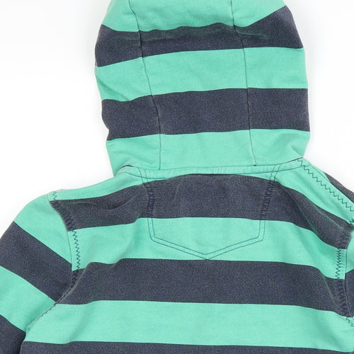 Fat Face Boys Green Striped Cotton Full Zip Hoodie Size 10-11 Years Zip