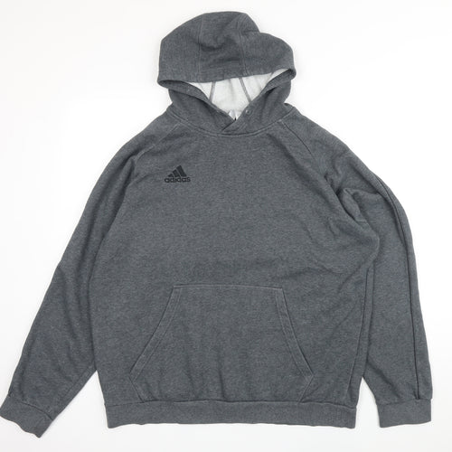 Addidas Mens Grey Cotton Pullover Hoodie Size XL