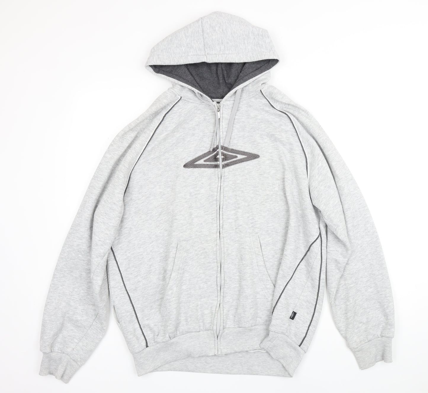 Umbro Mens Grey Cotton Full Zip Hoodie Size XL