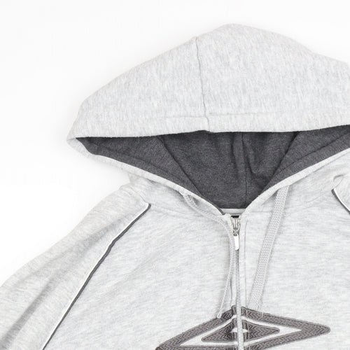 Umbro Mens Grey Cotton Full Zip Hoodie Size XL